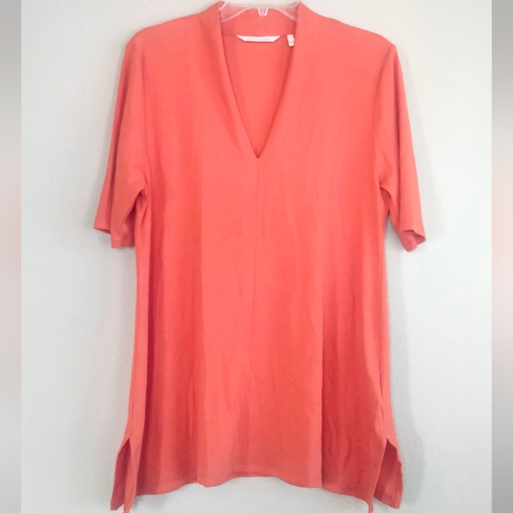 Soft surroundings size L burnt orange short sleeve v-neck tunic
